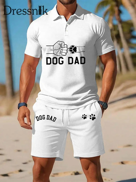 Herren-Hunde-Liebes-Shorts zweiteiliges Set Weiß / S