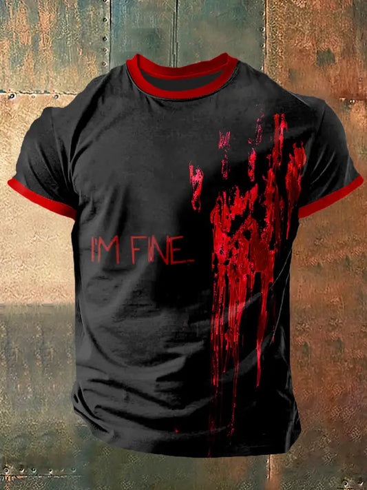 Herren Ich bin klein gedruckt Vintage Mode Kurzarm T-Shirt Schwarz / S
