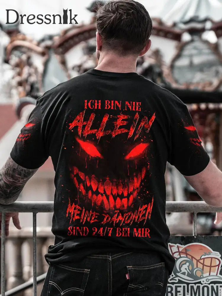 Herren ICH BIN NIE ALLEIN VOLL STÄN DIGER DRUCK Bedrucktes T-Shirt