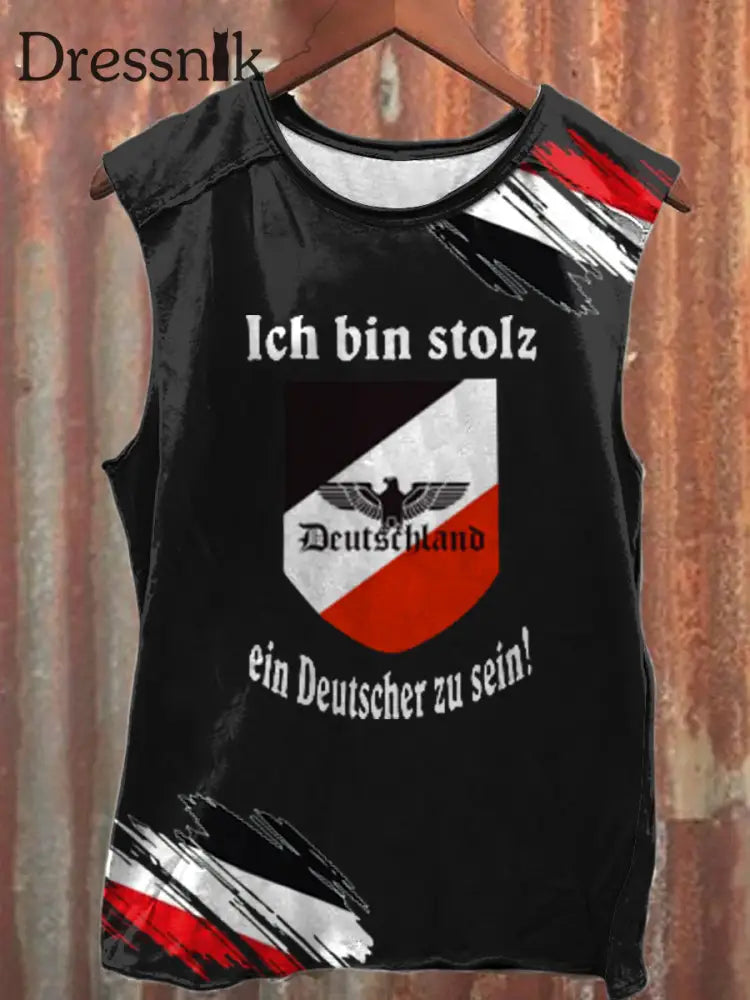 Herren Ich bin stolz ein Deutscher zu sein bedruckte Westen Schwarz / S