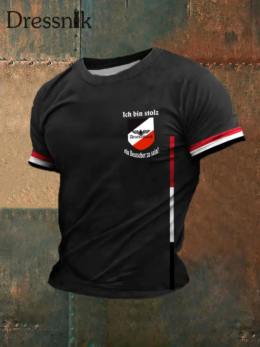 Herren Ich bin stolz ein Deutscher zu sein bedrucktes Kurzarm-T-Shirt Schwarz / S