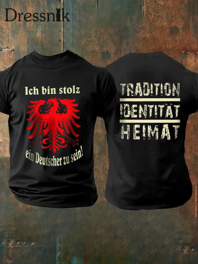 Herren Ich bin stolz ein Deutscher zu sein bedrucktes Kurzarm-T-Shirt Schwarz / S