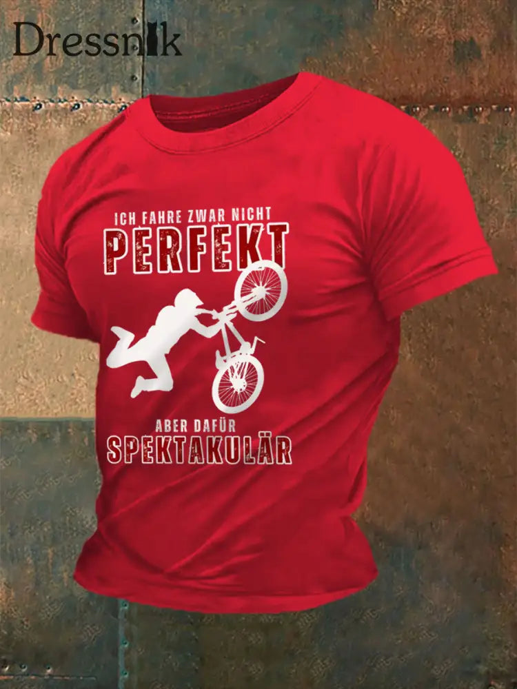 Herren Ich fahre war nicht perfekt aber dafürr spektakulär T-Shirt reines Rot / S