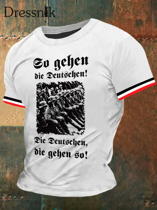 Herren Imperial Soldat Print Vintage Mode Kurzarm T-Shirt Weiß / S