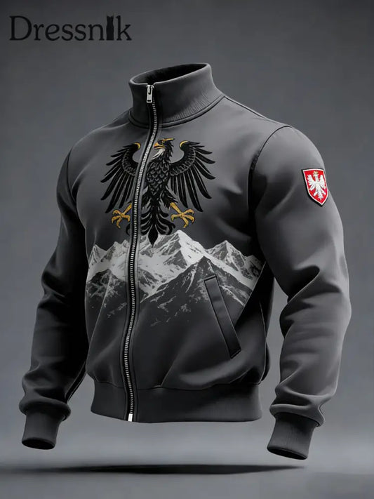 Herren-Jacke mit grauem polnischem Adler und Alpine Print mehrfarbig / S