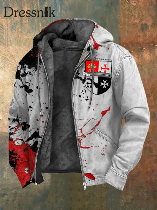 Herren Jacke mit rotem Tinten spritzer Eiserne Kreuz-Logo mehrfarbig / S