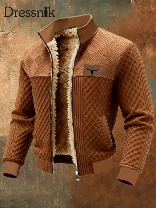 Herren Jacke mit Western fleece ausgekleidet Braun / S