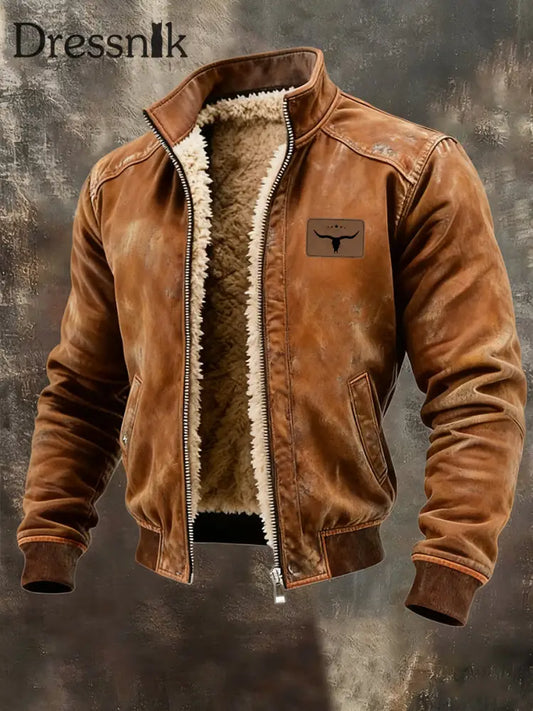 Herren Jacke mit Western fleece ausgekleidet Braun / S