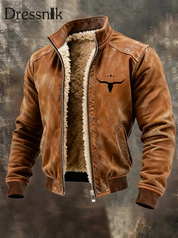 Herren Jacke mit Western fleece ausgekleidet Braun / S