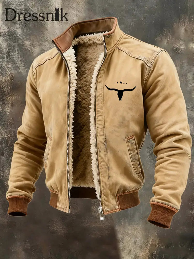 Herren Jacke mit Western fleece ausgekleidet Khaki / S
