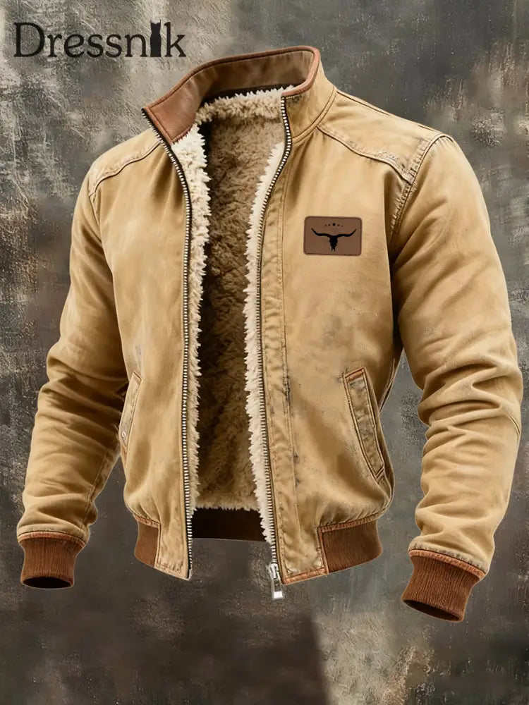 Herren Jacke mit Western fleece ausgekleidet Khaki / S
