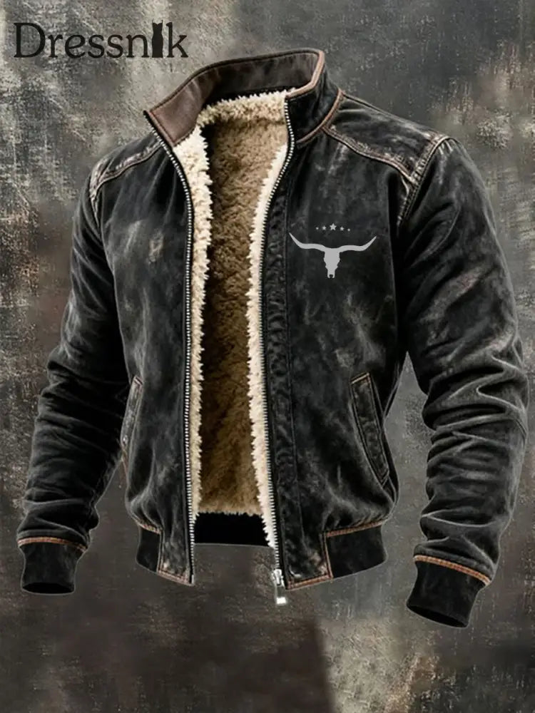 Herren Jacke mit Western fleece ausgekleidet Schwarz / S