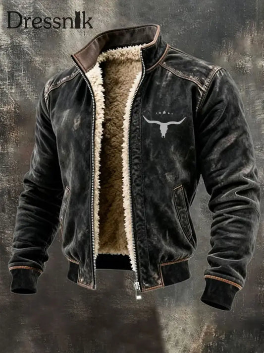 Herren Jacke mit Western fleece ausgekleidet Schwarz / S