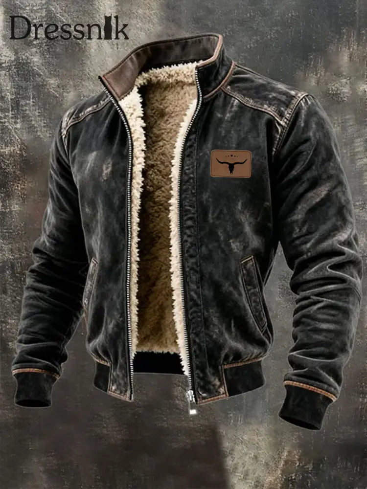 Herren Jacke mit Western fleece ausgekleidet Schwarz / S