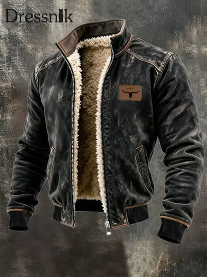 Herren Jacke mit Western fleece ausgekleidet Schwarz / S