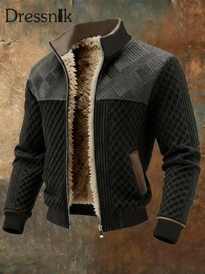 Herren Jacke mit Western fleece ausgekleidet Schwarz / S