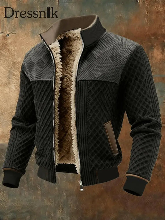 Herren Jacke mit Western fleece ausgekleidet Schwarz / S