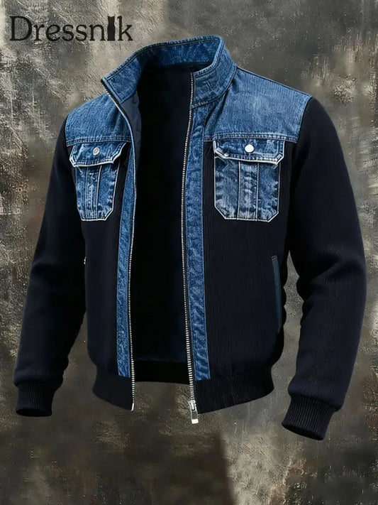 Herren-Jeans-Patchwork-Jacke als bild / S