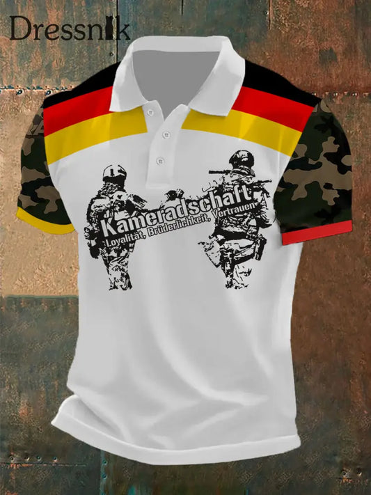 Herren Kameradschaft Deutscher Veteran Kurzarm Polo Shirt Weiß / S