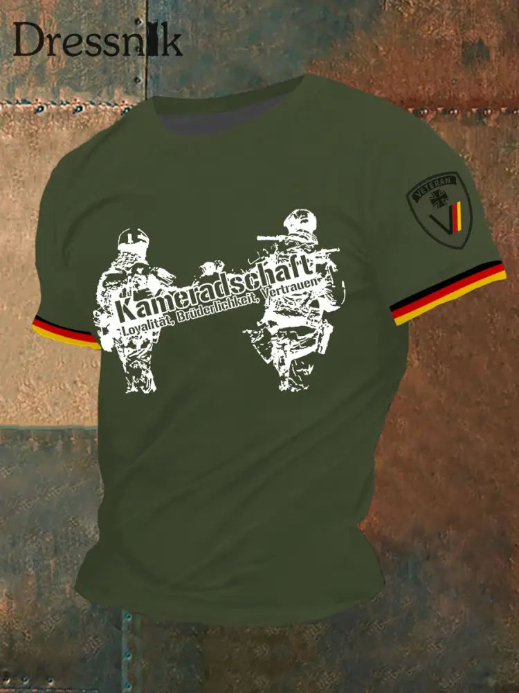Herren Kameradschaft Deutscher Veteran Short Seeves T-Shirt Armee grün / S