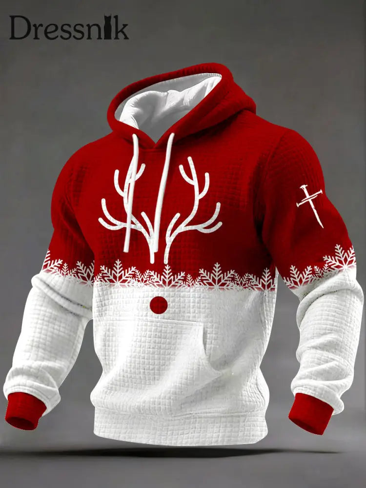 Herren-Kapuzen pullover mit Kreuz druck Rot / S