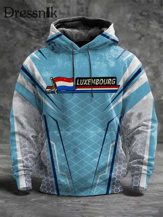 Herren-Kapuzen pullover mit moderner blauer Luxemburger Flagge mehrfarbig / S