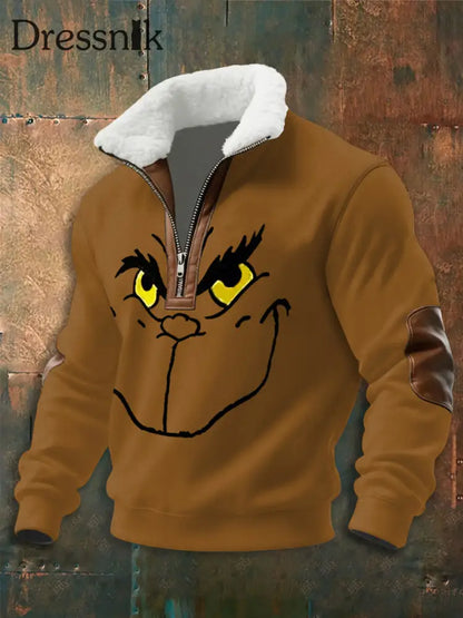 Herren-Kapuzen pullover mit Reiß verschluss Braun / S