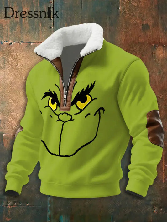 Herren-Kapuzen pullover mit Reiß verschluss Grün / S