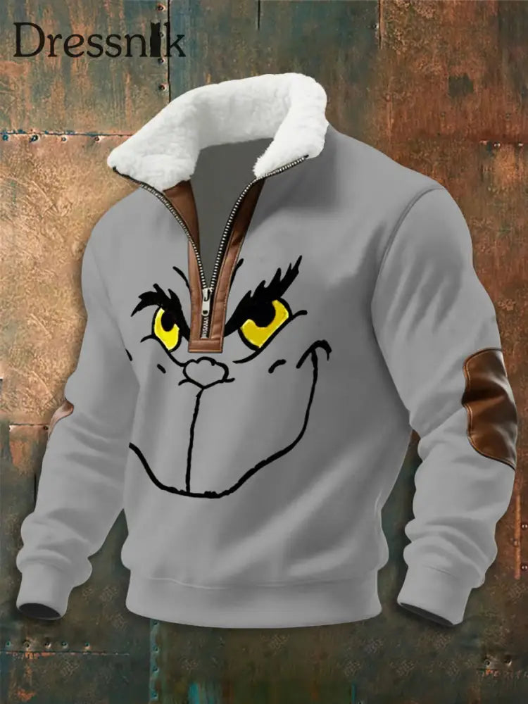 Herren-Kapuzen pullover mit Reiß verschluss Hellgrau / S