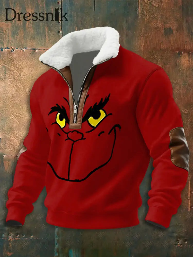 Herren-Kapuzen pullover mit Reiß verschluss Reines Rot / S