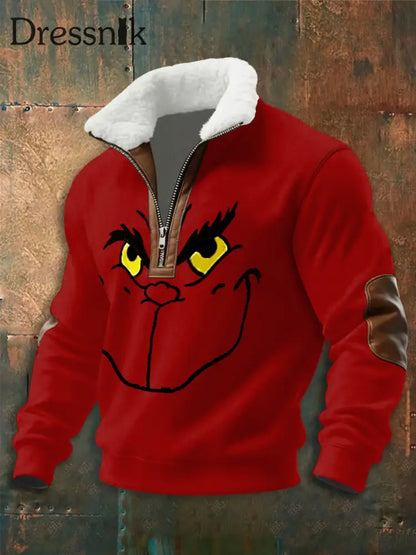 Herren-Kapuzen pullover mit Reiß verschluss Reines Rot / S