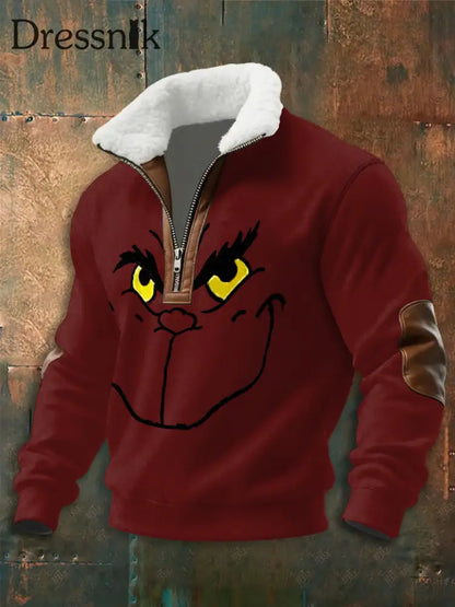 Herren-Kapuzen pullover mit Reiß verschluss Tiefrot / S