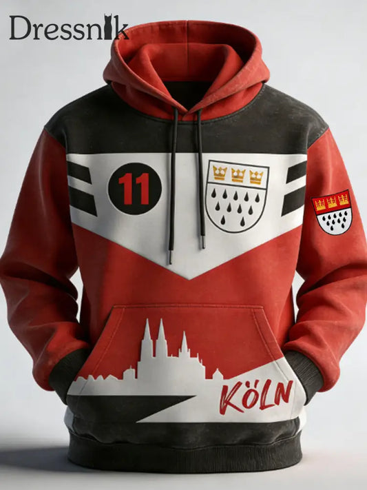 Herren Karneval skostüm 2026 Standard Fit Hoodie Rot / S