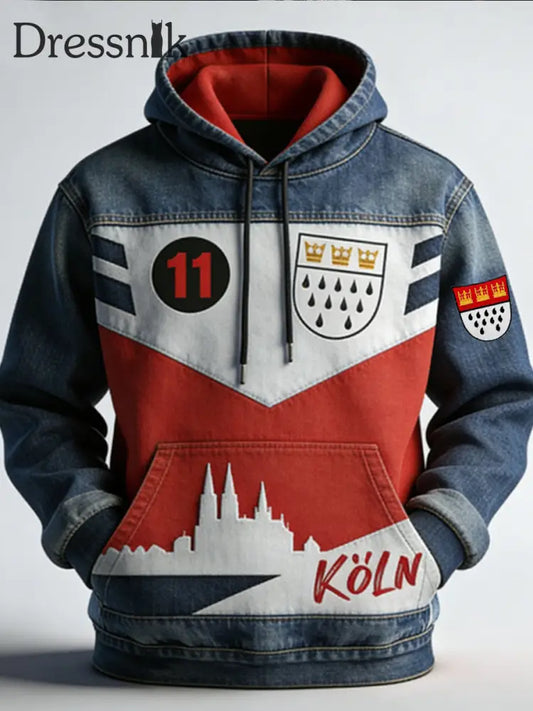 Herren Karneval skostüm 2026 Standard Fit Hoodie Rot / S