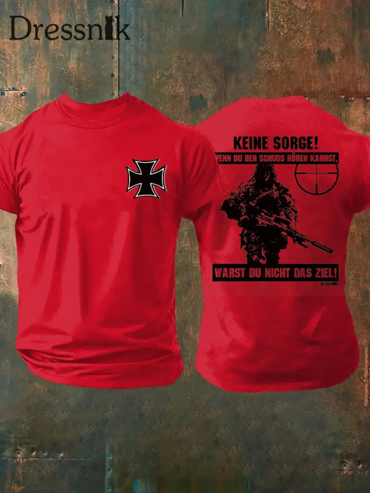 Herren Keine Sorge Wenn Du Den Schuss Horen Kannst Warst Du Nicht Das Ziel Bedrucktes T-Shirt reines Rot / S