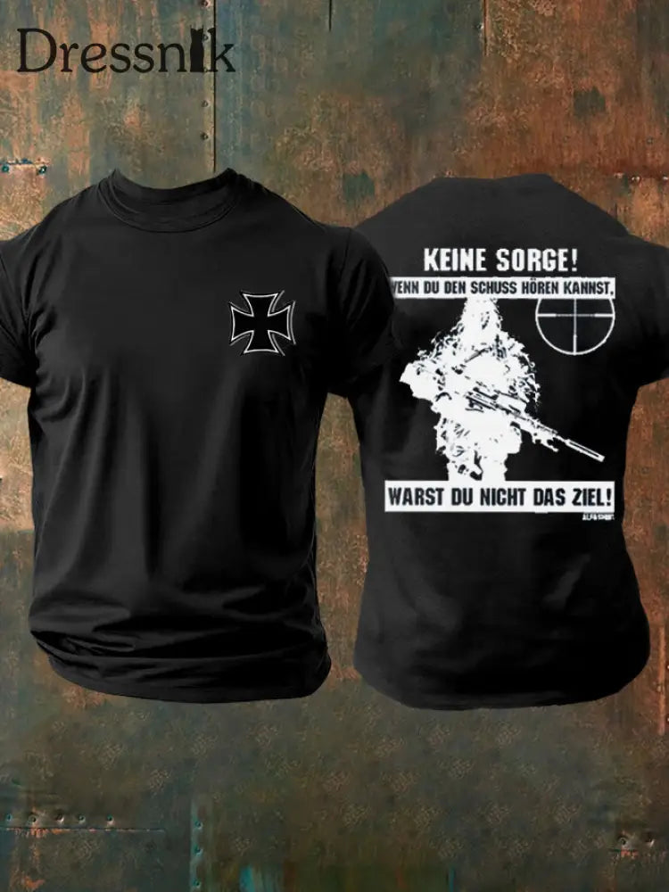 Herren Keine Sorge Wenn Du Den Schuss Horen Kannst Warst Du Nicht Das Ziel Bedrucktes T-Shirt Schwarz / S