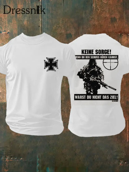 Herren Keine Sorge Wenn Du Den Schuss Horen Kannst Warst Du Nicht Das Ziel Bedrucktes T-Shirt Weiß / S