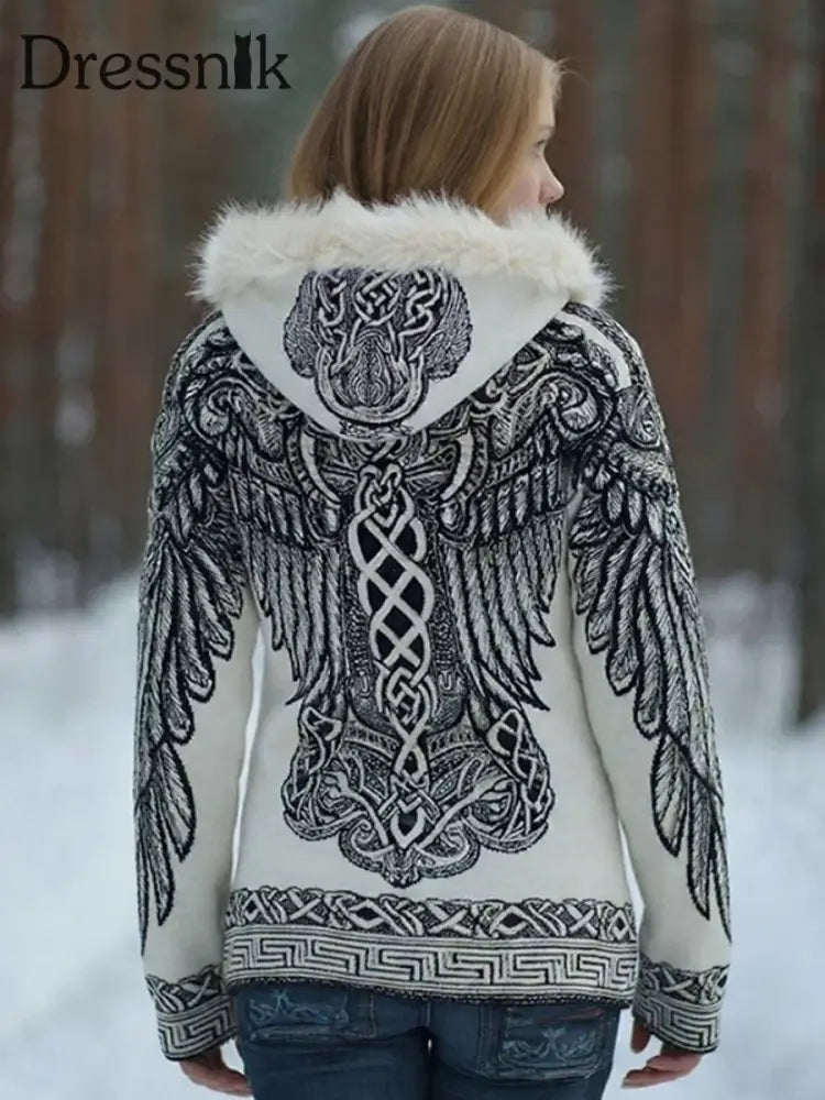 Herren keltischer Knoten Baum des Lebens Steigung druck Flanell jacke Weiß / S