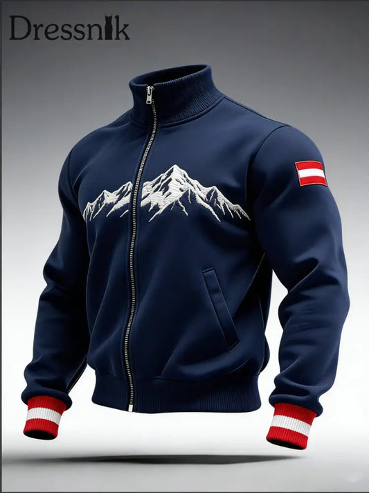 Herren Klassische Marine Österreich ische Berg Trainings jacke mehrfarbig / S