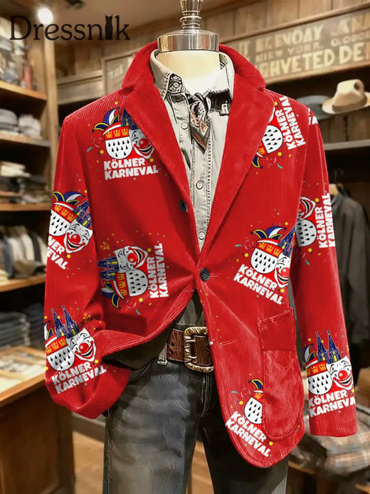 Herren Kölle Alaaf Cologne Carnival Print Freizeit anzug Rot / S