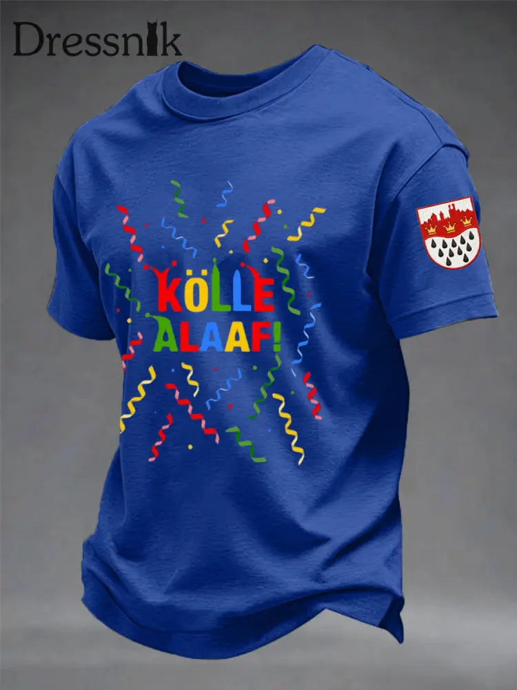 Herren Kölle Alaaf Print Casual T-Shirt Königsblau / S