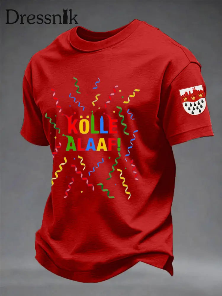 Herren Kölle Alaaf Print Casual T-Shirt Rot / S