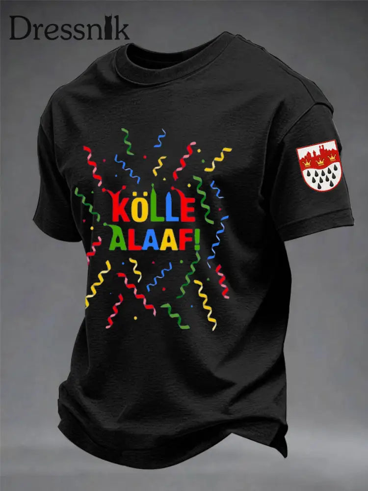 Herren Kölle Alaaf Print Casual T-Shirt Schwarz / S