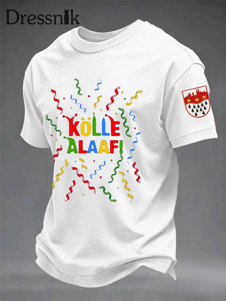 Herren Kölle Alaaf Print Casual T-Shirt Weiß / S