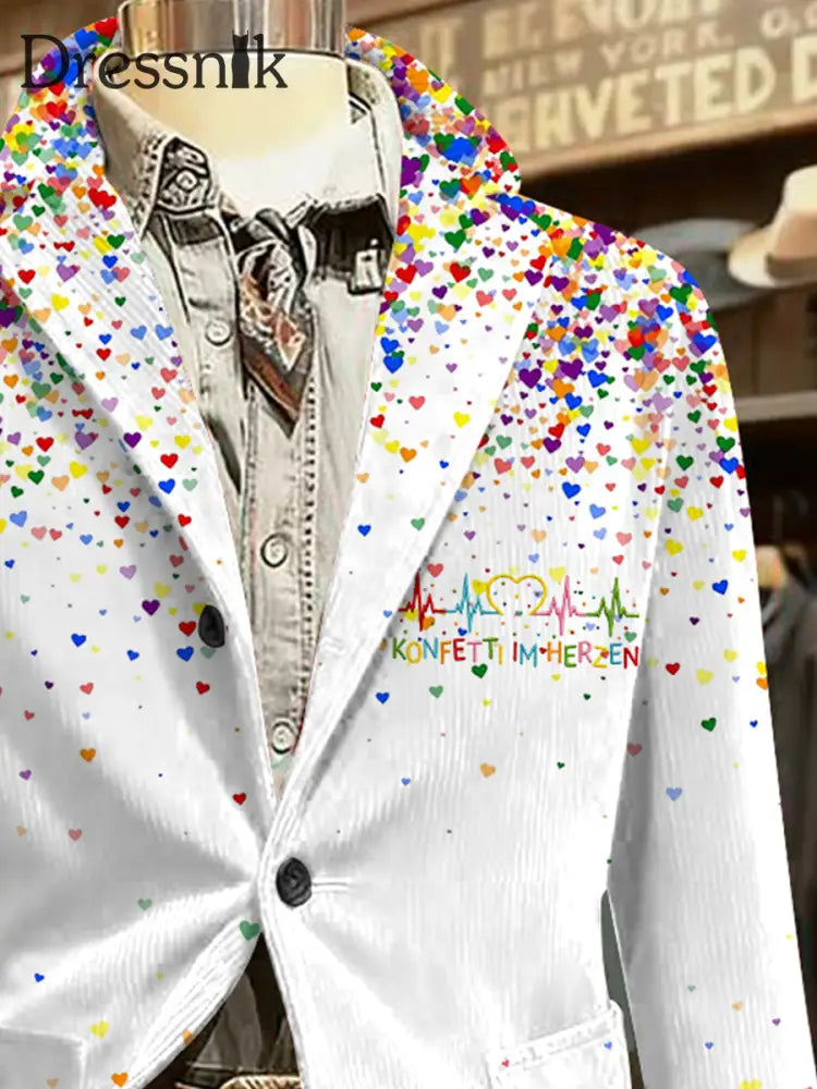 Herren Kölner Karneval Konfetti im Herzen Print Freizeit anzug