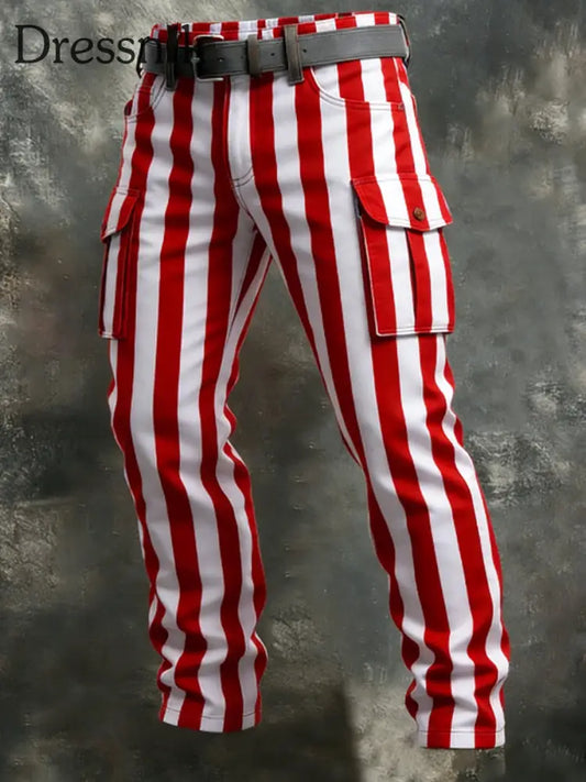 Herren Kölner Karneval Retro Business Style Freizeit hose Rot / S