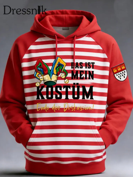 Herren Kölner Karneval Samt Raglan Hoodie Rot / S