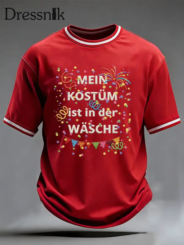Herren Kölner Karneval T-Shirt mit kurzen Ärmeln Rot / S