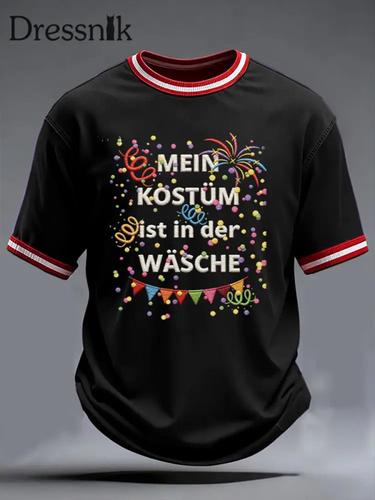 Herren Kölner Karneval T-Shirt mit kurzen Ärmeln Schwarz / S