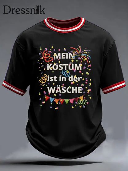 Herren Kölner Karneval T-Shirt mit kurzen Ärmeln Schwarz / S